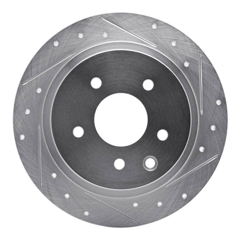 Nissan Maxima Brake Rotor (1) - Rear Right - R1 Concepts - Drilled & Slotted - Silver - `02-`25